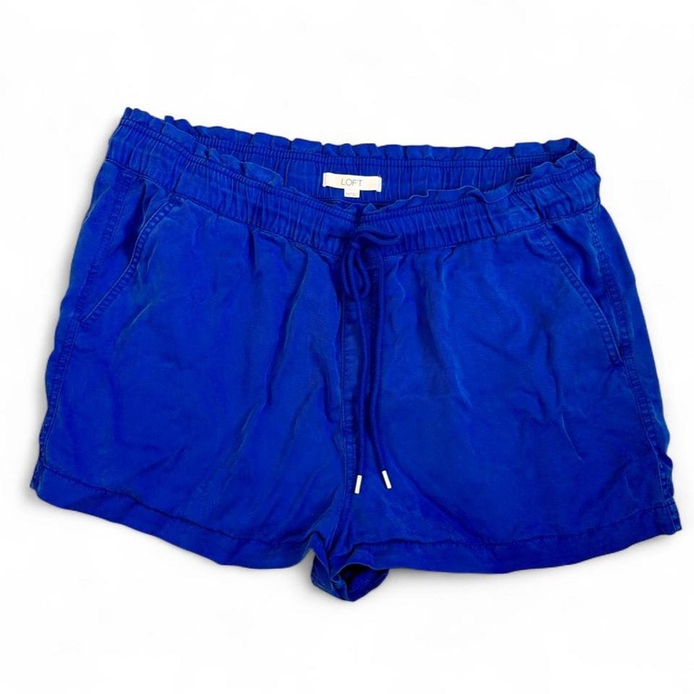 LOFT Royal Blue 100% Lyocell Drawstring Shorts Elastic Waist Pocket XXLP